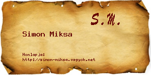 Simon Miksa névjegykártya